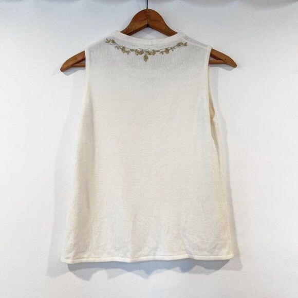 Designers Originals Sweater Set Cardigan/Shell Cream Metallic Embroidery 2 Piece - Picture 6 of 12